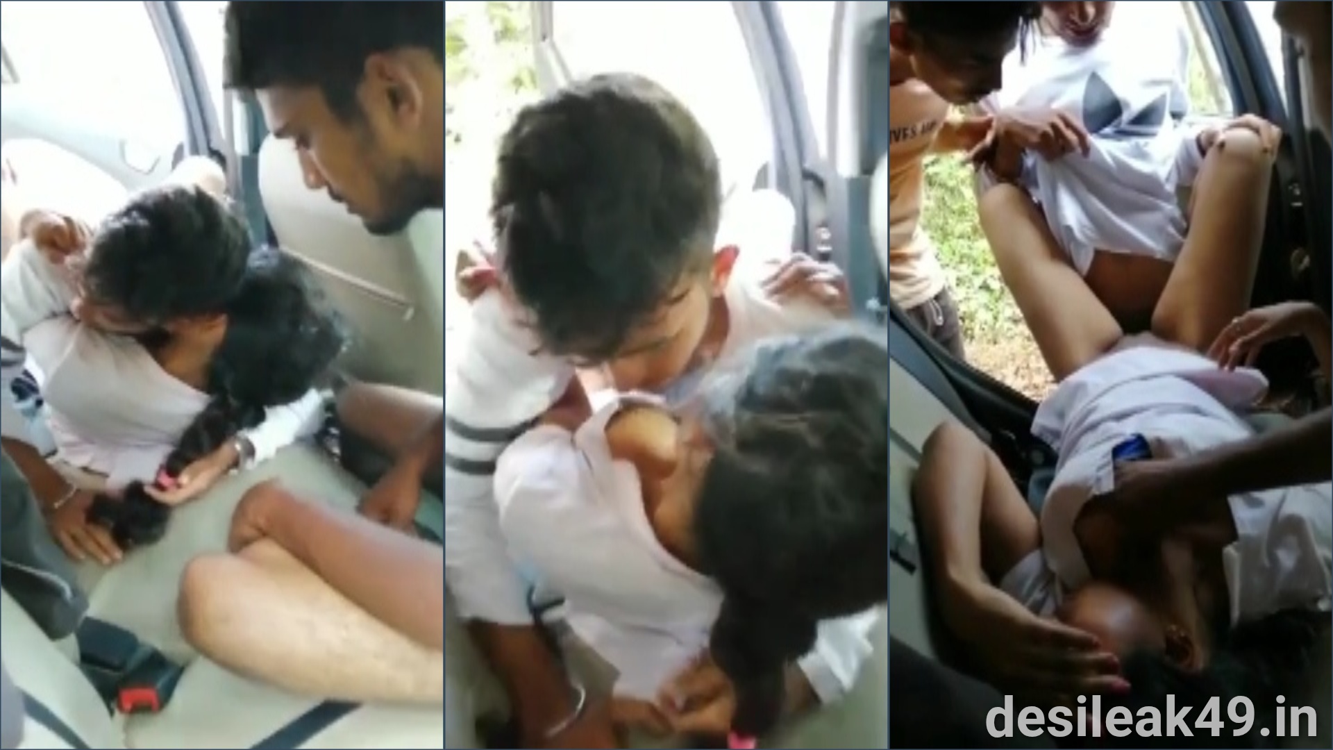 Hot slim desi girl doing gangbang sex with 3 boys in car